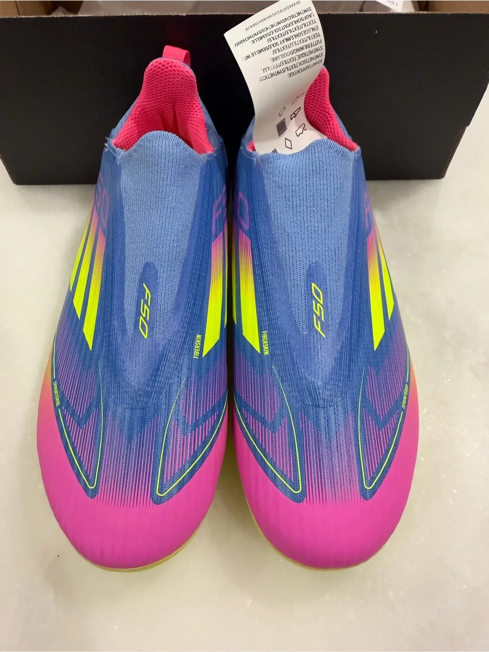 Adidas F50 League Laceless Youth Firm Ground Soccer Cleats Neon NIB